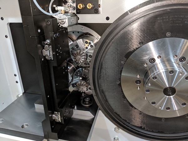 Inside of Vector Quad grinding machine