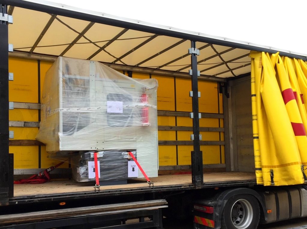 Machine loaded onto lorry